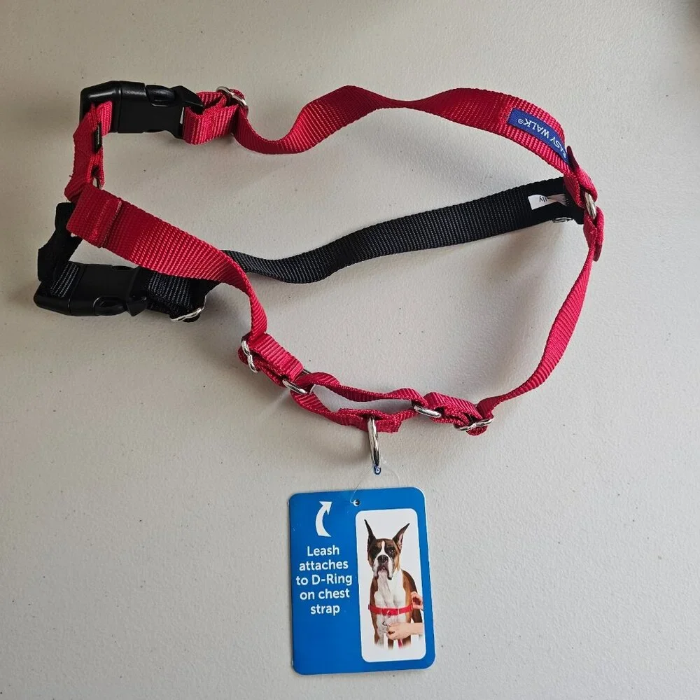 NIB PetSafe Easy Walk No Pull Dog Harness Red/Black Size Med/Large 40 to 65 lbs